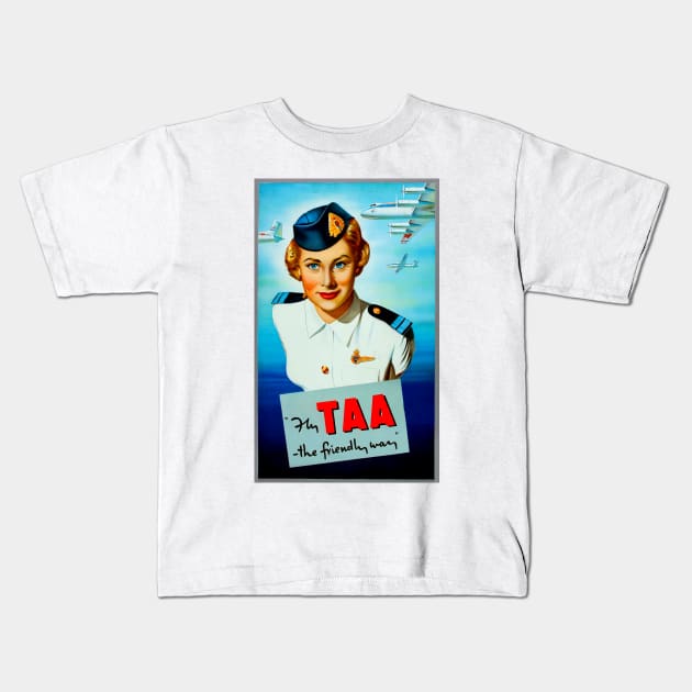 Fly TAA - Vintage Travel Poster Kids T-Shirt by Culturio